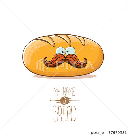 vector funky cartoon cute white loaf of bread 37670581