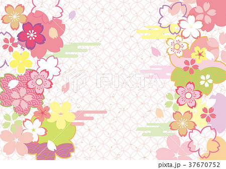 桜和柄 かわいい色 柄のイラスト素材