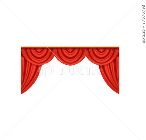 Icon of red silk or velvet curtains and pelmets 37670793