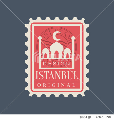 Rectangular postage stamp of Istanbul city with Rectangular postage stamp of Istanbul city with 37671196