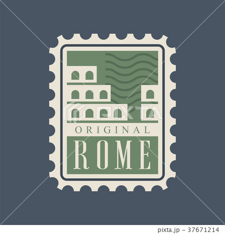 Rome city postal stamp with abstract Colosseum Rome city postal stamp with abstract Colosseum 37671214