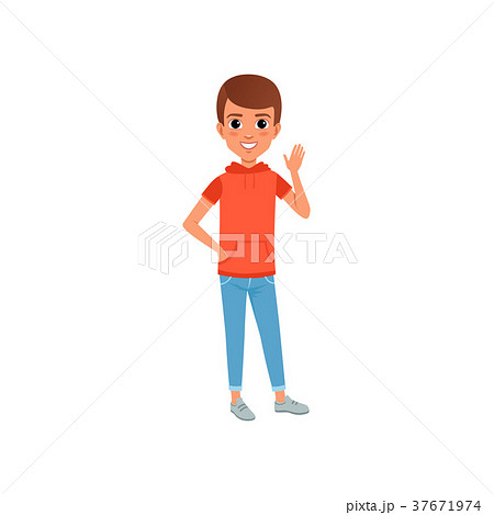 Cute boy character in stylish casual clothing 37671974