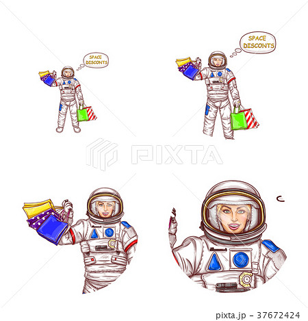 Vector set of female avatars in pop art style 37672424