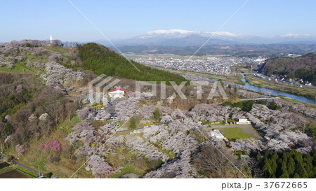 ドローン撮影 船岡城址公園と街並み ドローン撮影 船岡城址公園と街並み 37672665