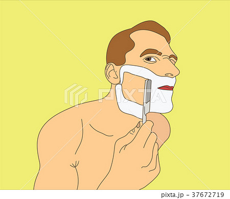 Man shaving razor. 37672719