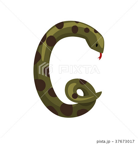 Decorative letter G made of green snake with black 37673017