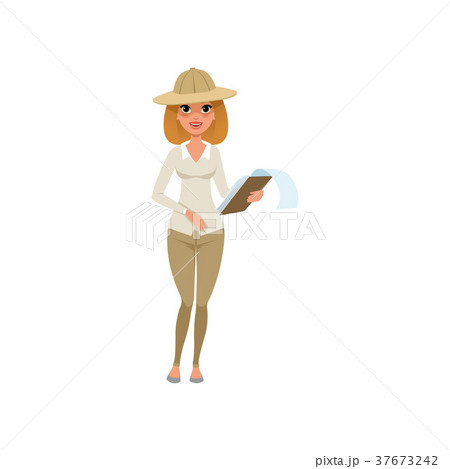 Beautiful archaeologist woman standing with 37673242
