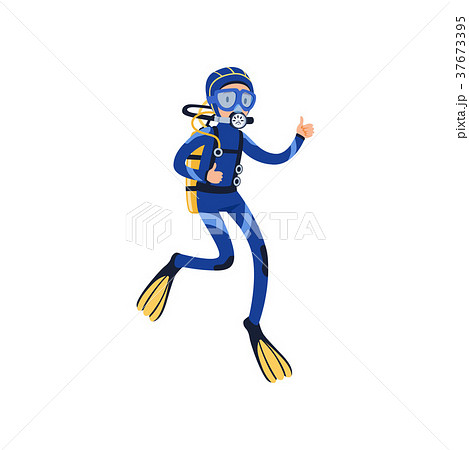 Diver swimming underwater and showing thumb up Diver swimming underwater and showing thumb up 37673395