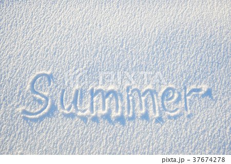 Summer text written on snow for texture 37674278
