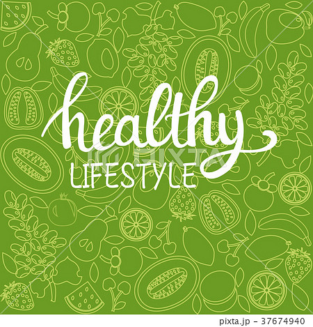 healthy food poster or banner hand drawn fruits 37674940