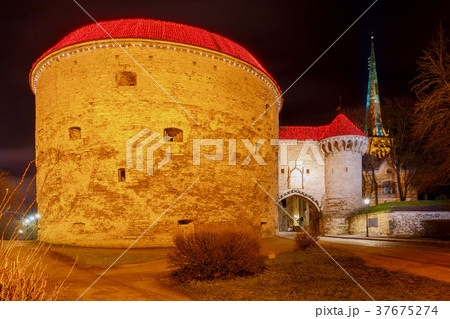 Tallinn. The tower Fat Margarita at night. Tallinn. The tower Fat Margarita at night. 37675274