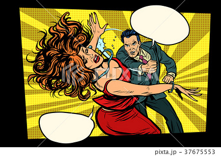 Fight, man hits woman. Domestic violence 37675553