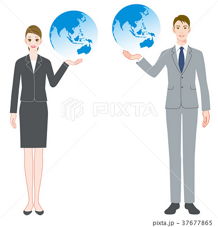 ビジネスマン　ビジネスウーマン　地球 37677865