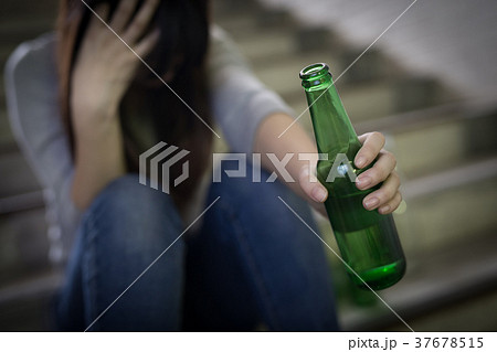 depressed woman sit in underground depressed woman sit in underground 37678515