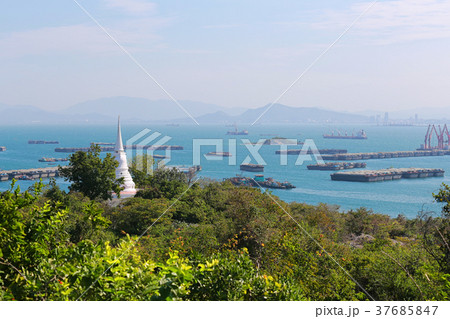 white pagoda of Chulachomklao in Ko Sichang. white pagoda of Chulachomklao in Ko Sichang. 37685847