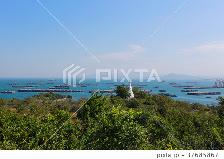 white pagoda of Chulachomklao in Ko Sichang. white pagoda of Chulachomklao in Ko Sichang. 37685867