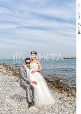 Asian couples fashion photography in pre wedding. 37689878