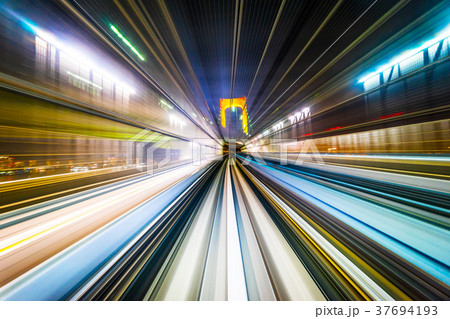 high speed abstract MRT track of motion light high speed abstract MRT track of motion light 37694193