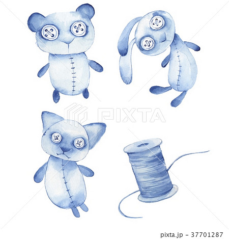 Creepy toys. Cute hande made watercolor animals Creepy toys. Cute hande made watercolor animals 37701287