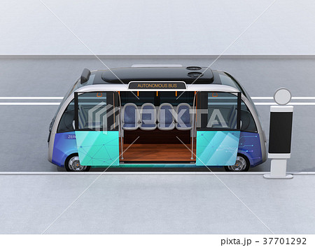 自動運転バスのイメージ。共通プラットフォームで多車種展開可能。オリジナルデザイン 自動運転バスのイメージ。共通プラットフォームで多車種展開可能。オリジナルデザイン 37701292