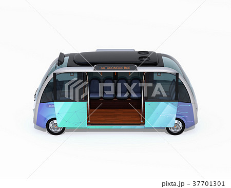 自動運転シャトルバスの側面イメージ。オリジナルデザイン 自動運転シャトルバスの側面イメージ。オリジナルデザイン 37701301