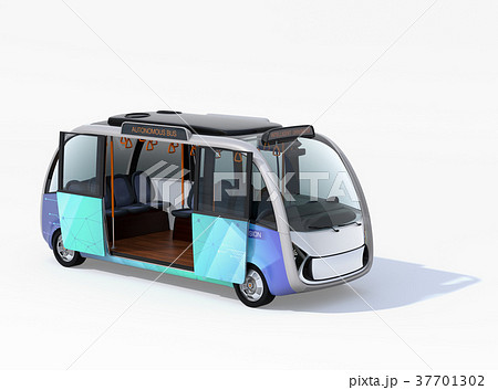 自動運転シャトルバスのイメージ オリジナルデザインのイラスト素材