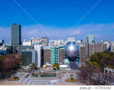 空撮した名古屋市の街並の風景 空撮した名古屋市の街並の風景 37703282