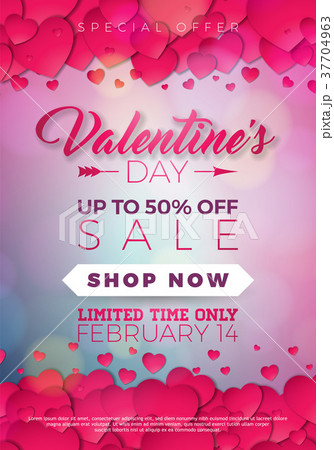 Valentines day sale illustration with heart on red 37704963