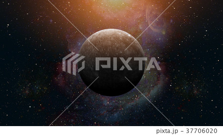 Planet Mercury. Outer space background. 37706020