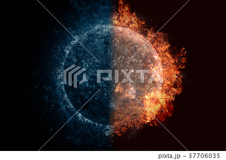 Planet Mercury in water and fire. Sci-fi artwork 37706035