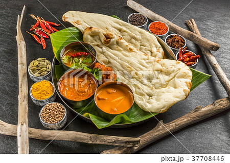 典型的なインドカレー　Typical Indian curry set 37708446