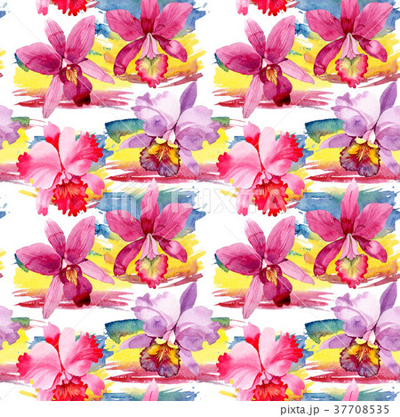 Wildflower pink orchid flower pattern in a 37708535