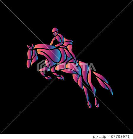 Horse race. Equestrian sport. Silhouette of racing 37708971