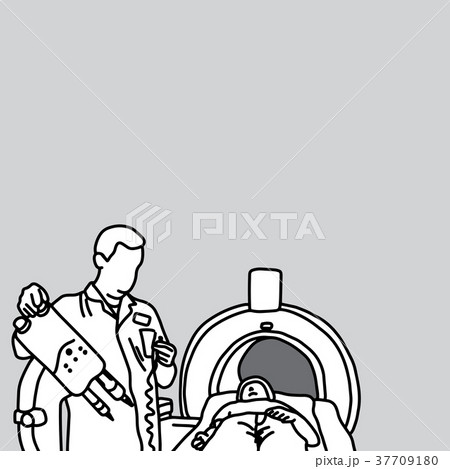doctor preparing MRI scanner for patient doctor preparing MRI scanner for patient 37709180