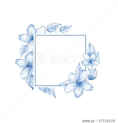 Watercolor floral frame with delicate flowers 37710120