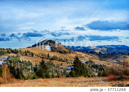 Scenic winter view on top of the Carpathian  37711268