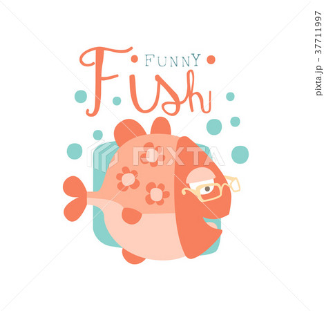 Funny fish logo, baby shop label, fashion print 37711997