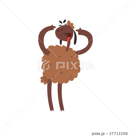 Funny sheep character standing on two legs with 37713206