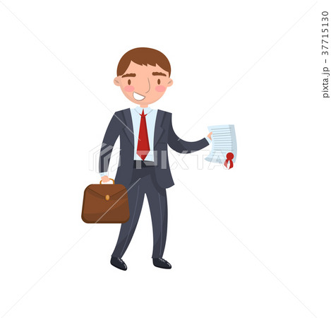 Businessman holding a document in his hands, car 37715130