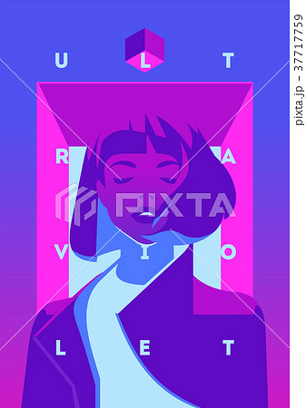 Fashion portrait of a model girl and neon light 37717759
