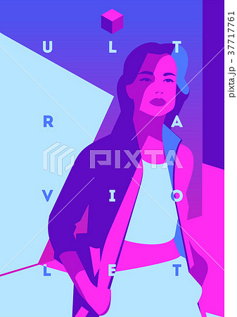 Fashion portrait of a model girl and neon light 37717761