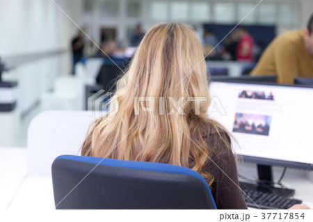 Female computer data entry operator Female computer data entry operator 37717854