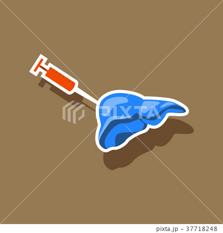 sticker on theme world hepatitis day . syringe and sticker on theme world hepatitis day . syringe and 37718248