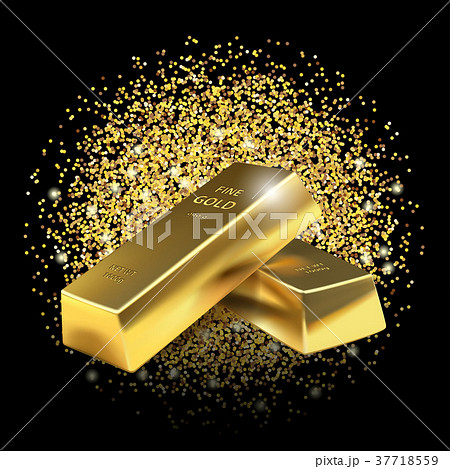 Gold bars on glitter dust background. Gold bars on glitter dust background. 37718559