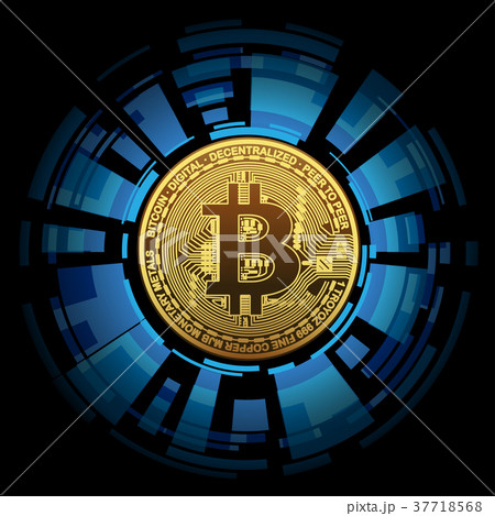One Golden Bitcoin on abstract  background. 37718568
