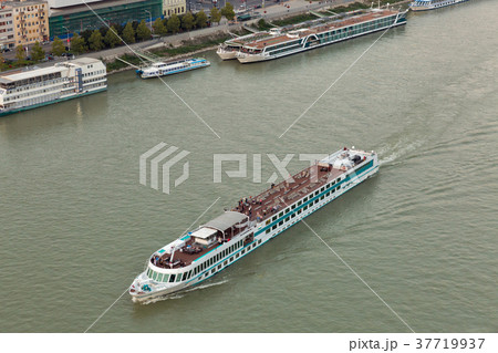Cityscape of Bratislava with a passenger ship. 37719937