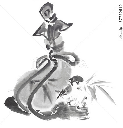 雀 瓢箪 水墨調 雀 瓢箪 水墨調 37720619