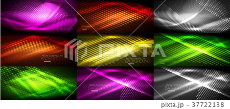 Set of neon smooth wave digital abstract Set of neon smooth wave digital abstract 37722138