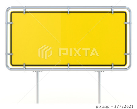 Blank framed traffic road sign standing. 3D Blank framed traffic road sign standing. 3D 37722621