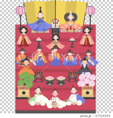 雛人形 15人飾り のイラスト素材